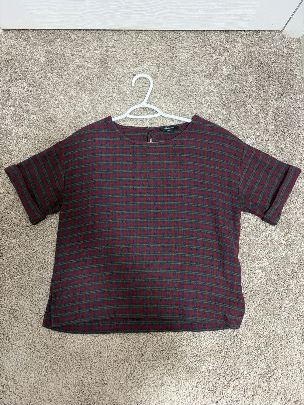 Madewell Dark Burgundy Plaid Short-Sleeve Crewneck Tee - Picture 4 of 6